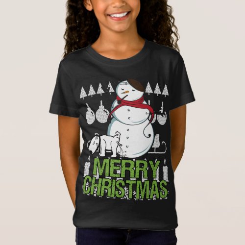 Funny Dog Peeing On Snowman Ugly Christmas Tacky X T_Shirt