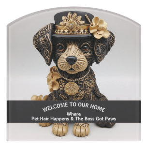 Funny dog pet friendly home warning door sign
