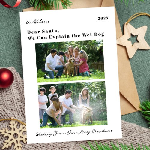 Funny Dog Pet Photo Family Christmas Holiday Card