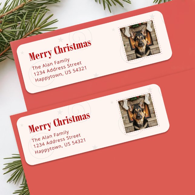 Funny Dog Pet Photo Merry Christmas Return Address Label (Creator Uploaded)