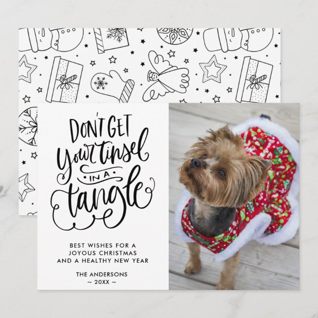 Funny Dog Pet Photo Typography Christmas  Holiday Card (Front/Back)