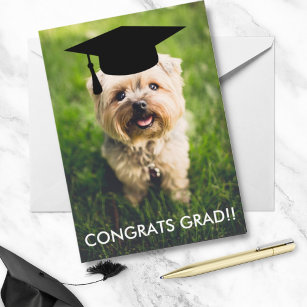 Funny Dog Photo Graduation Card, Custom Dog Photo Card