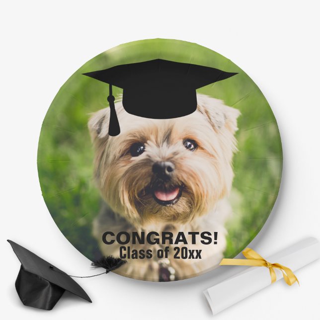 Funny Dog Photo Graduation Personalized Class of Paper Plates (Creator Uploaded)