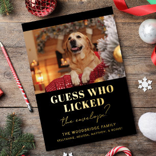 Funny Dog Photo Guess Who Christmas Foil Holiday Card