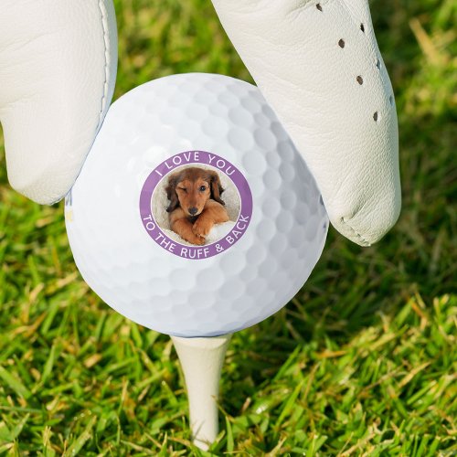 Funny Dog Photo Lavender White Custom Golf Balls