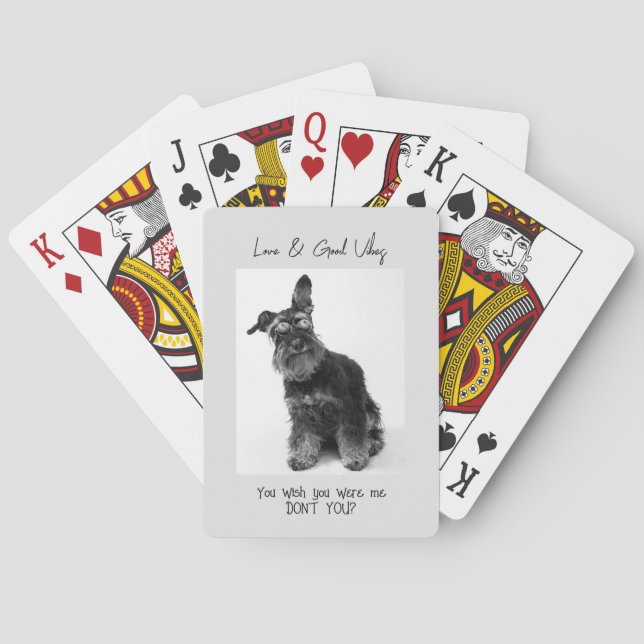 Funny Dog Photo Love & Good Vibes Playing Cards (Back)