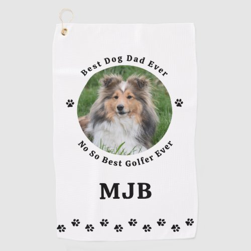 Funny Dog Photo Personalized Best Dad Ever Golf Towel