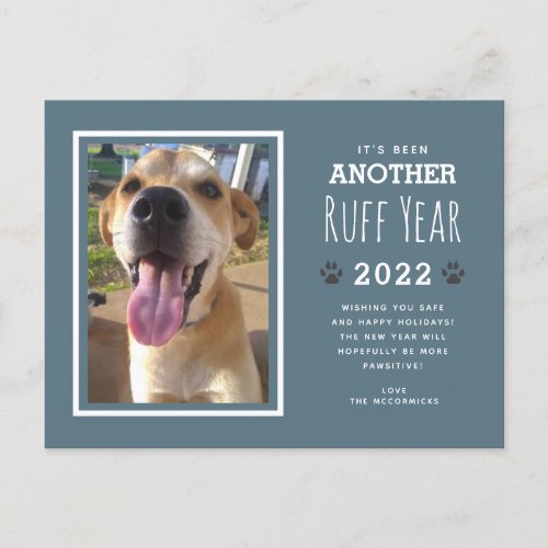Funny Dog Photo Ruff Year 2022 Christmas Holiday Postcard