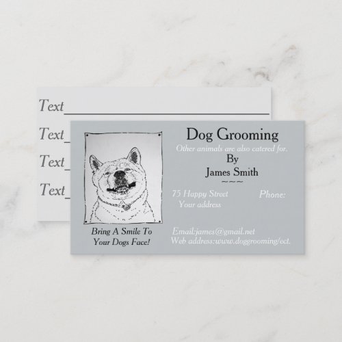funny dog picture dog Grooming pet care services Business Card