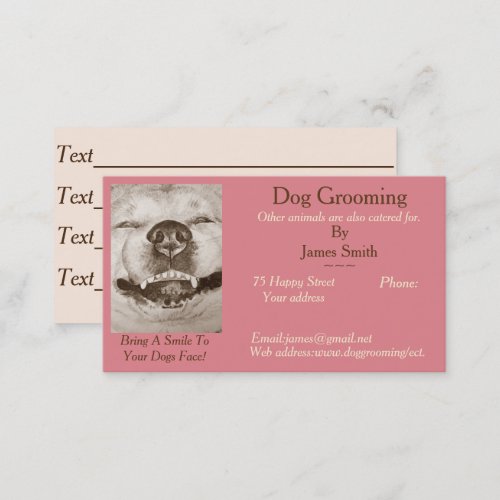 funny dog picture dog Grooming pet care services Business Card