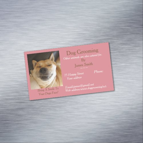 funny dog picture dog Grooming pet care services Business Card Magnet