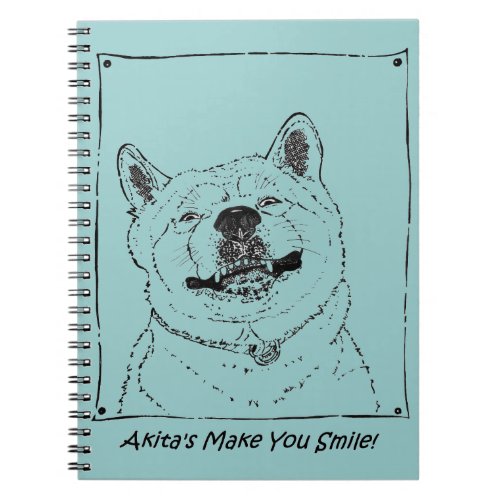 funny dog picture of akita smiling happy dogs notebook