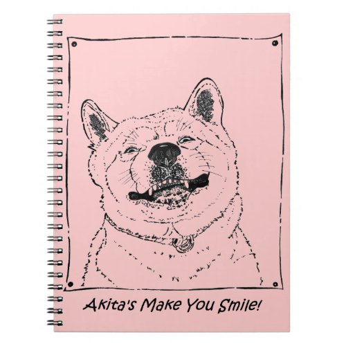 funny dog picture of akita smiling happy dogs notebook