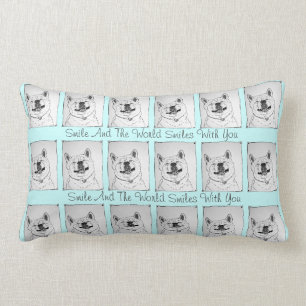 funny dog picture of akita smiling with slogan lumbar pillow
