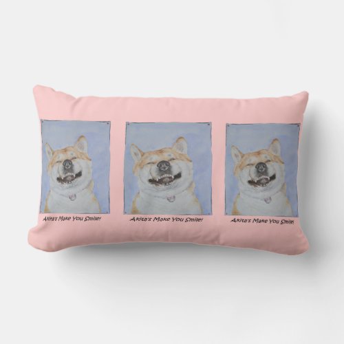 funny dog picture of akita smiling with slogan lumbar pillow