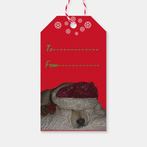 funny dog picture of cute akita for christmas gift tags