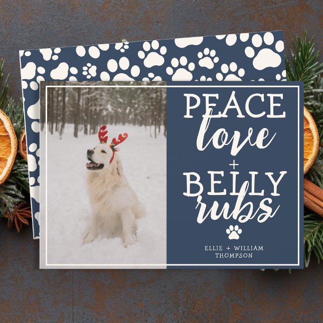 Funny Dog Picture Personalize Blue Christmas Photo Holiday Card (Creator Uploaded)