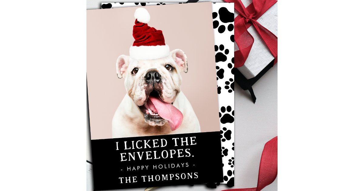 Funny Dog Picture Personalized Christmas Photo Holiday Card | Zazzle