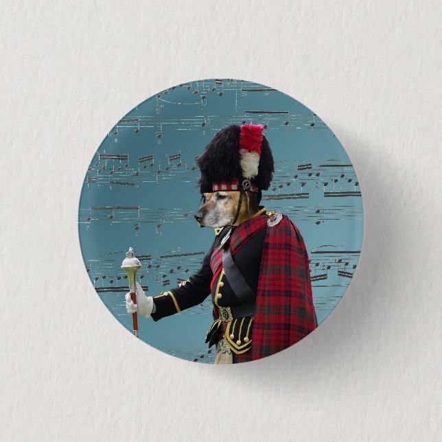 Funny dog pipe major button (Front)