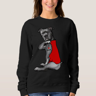Funny Dog Pitbull I Love Mom Tattoo 112 Sweatshirt