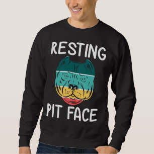 Funny Dog Pitbull Resting Pit Face Vintage Sweatshirt