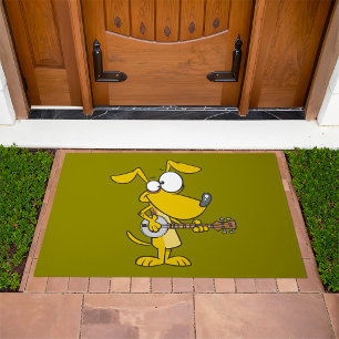Funny Dog Playing Banjo Music Doormat