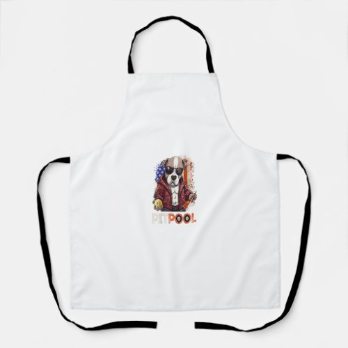 Funny Dog Playing Pool Billiard American Flag Desi Apron