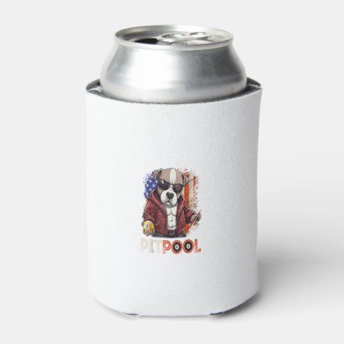 Funny Dog Playing Pool Billiard American Flag Desi Can Cooler