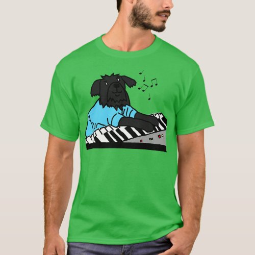 Funny Dog Plays Music on Piano Keyboard T_Shirt