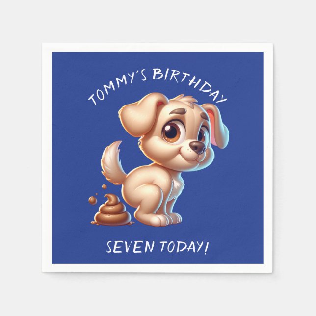 Funny Dog Pooping Personalized Napkins (Front)