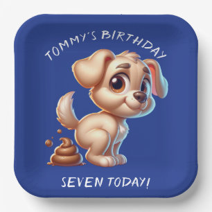 Funny Dog Pooping Personalized Paper Plates