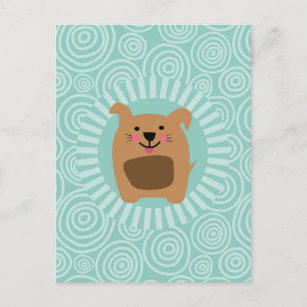 Funny Dog Postcard - Cute Puppy Turquoise