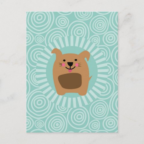 Funny Dog Postcard _ Cute Puppy Turquoise