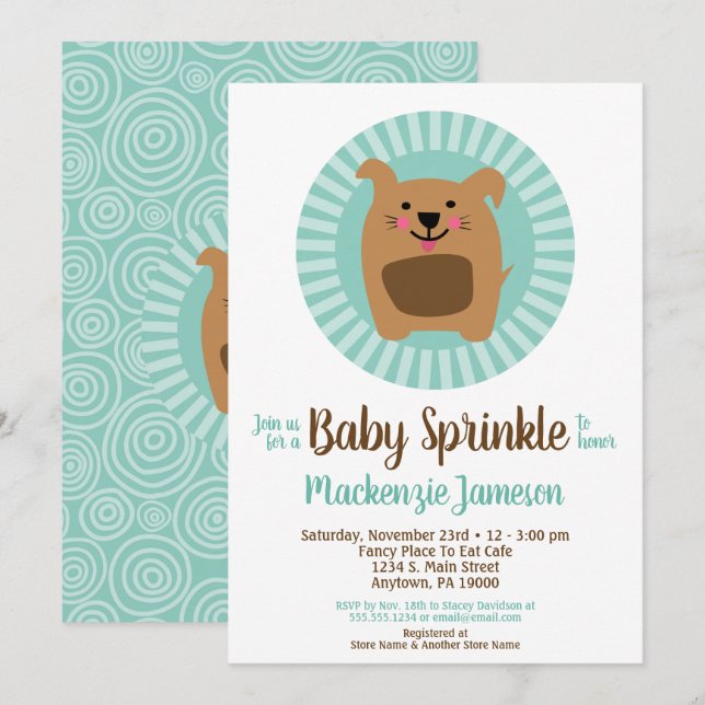 Funny Dog Puppy Baby Sprinkle Invitation Neutral (Front/Back)