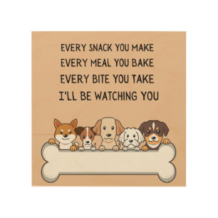 Funny Dog Puppy Faces I'll Be Watching You Wood Wall Art