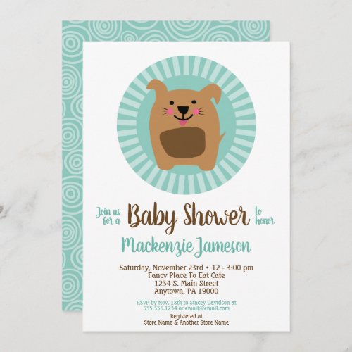 Funny Dog Puppy Neutral Baby Shower Invitation