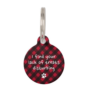 Funny Dog Puppy Personalized Red Black Plaid  Pet ID Tag