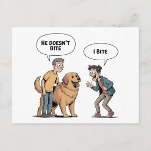Funny Dog Quote Cartoon I Bite Humor Postcard