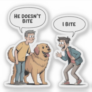 Funny Dog Quote Cartoon I Bite Humor Sticker
