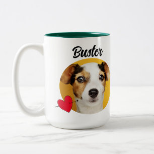 Funny dog quote & custom photo/name Fathers Day Two-Tone Coffee Mug
