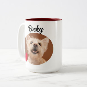 Funny dog quote & custom photo/name for Dad Two-Tone Coffee Mug