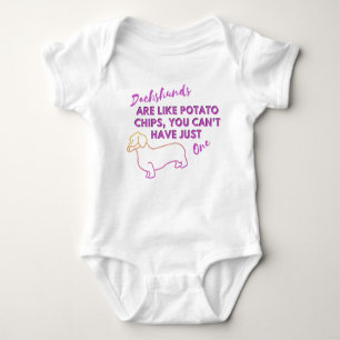 Funny Dog Quote: Dachshunds and Potato Chips Baby Bodysuit