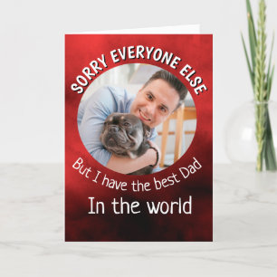 Funny dog Quote Fathers Day Custom Photo Red Letterpress Thank You Card