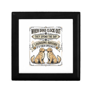 Funny Dog Quote Vintage Engraving Lounging Pups Sh Gift Box