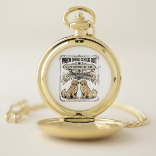 Funny Dog Quote Vintage Engraving Lounging Pups Sh Pocket Watch