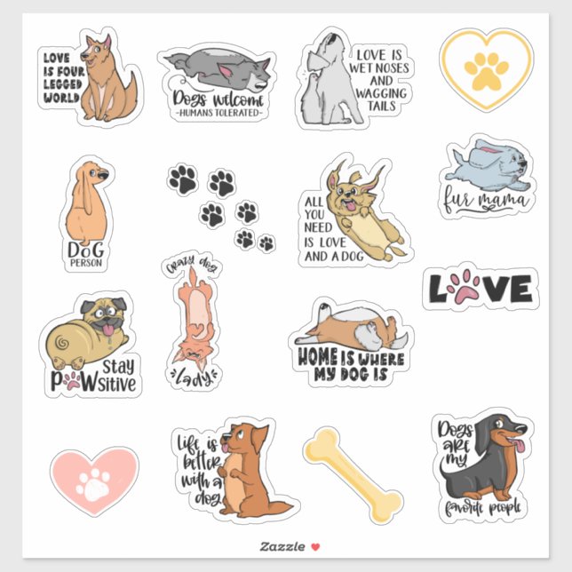 Funny Dog Quotes Stickers (Sheet)