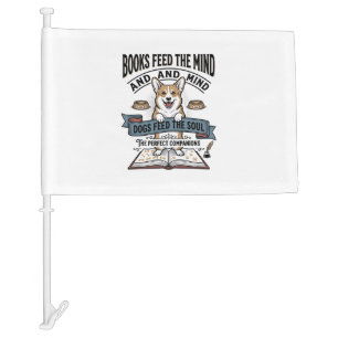 Funny Dog Reader Vintage Engraving Tee for Book Lo Car Flag