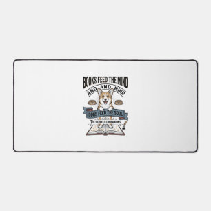 Funny Dog Reader Vintage Engraving Tee for Book Lo Desk Mat