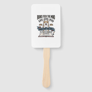 Funny Dog Reader Vintage Engraving Tee for Book Lo Hand Fan