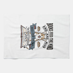 Funny Dog Reader Vintage Engraving Tee for Book Lo Kitchen Towel